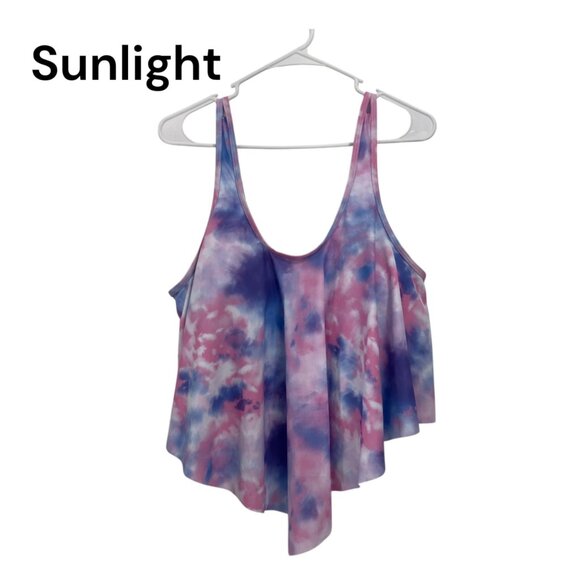 Unbranded Swim Top Womens SZ 1XL Plus Size Tie-Dye Flowy Tank Top Padded Cups - Picture 1 of 10